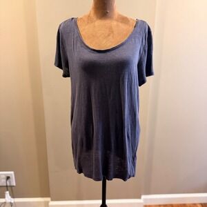 Vintage Willi Smith M Blue Linen Womens Medium‎ Drapey Laganlook Flowy Boho EUC